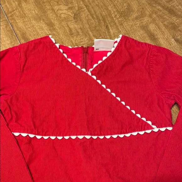 Hanna Andersson Red Corduroy Dress with Lace Trim - Picture 4 of 13